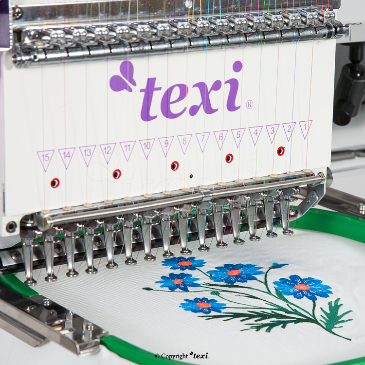 TEXI 1501 TS PREMIUM -  1-KOPF, 15-NADELN STICKMASCHINE MIT GESTELL