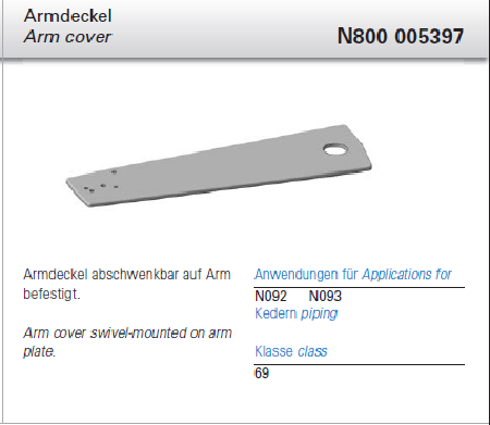 N800 005397 - ARMDECKEL V