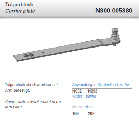 N800 005380 - carrier plate