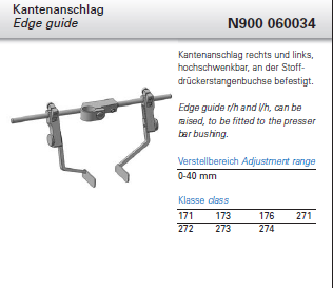 N900 060034 - Kantenanschlag rechts und links, hochschwenkbar, Verstellbreite  0 - 40mm
