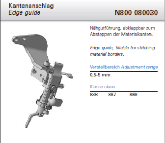 N800 080030 - Nähgutführung, abklappbar
