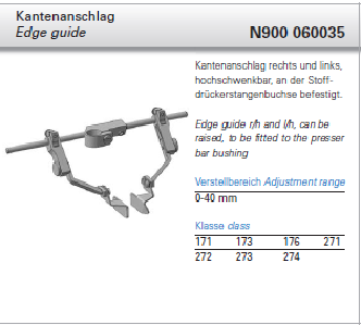 N900 060035 - Kantenanschlag rechts und links, hochschwenkbar, Verstellbreite  0 - 40 mm
