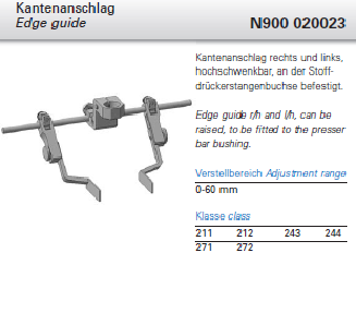 N900 020023 - Kantenanschlag rechts und links, hochschwenkbar, Verstellbreite  0 - 60mm
