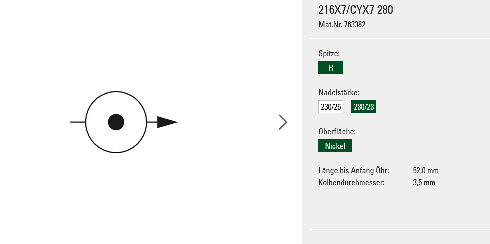 763382 - 216X7/CYX7 280 - 25 Nadeln