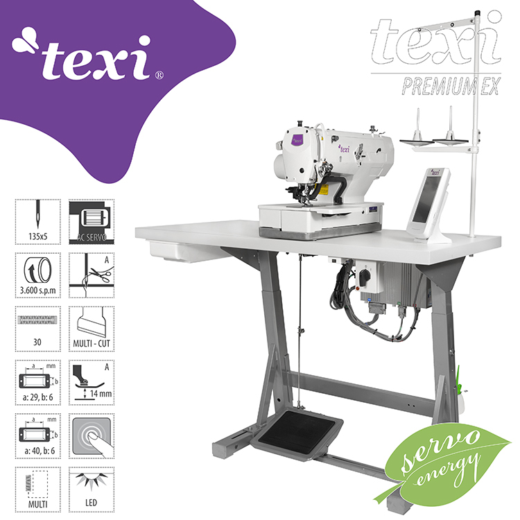 TEXI O PREMIUM EX - Elektronischer Knopflochautomat - Komplette Nähmaschine